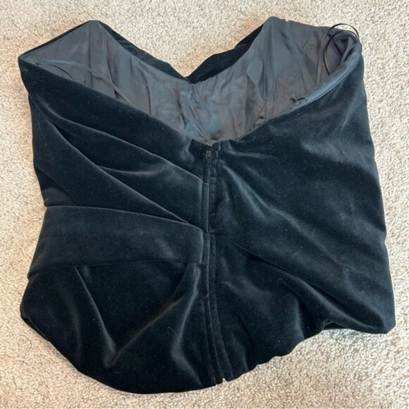 Zara ZW Collection black velvet strapless corset bustier top blouse Sz S NWOT - Picture 4 of 14